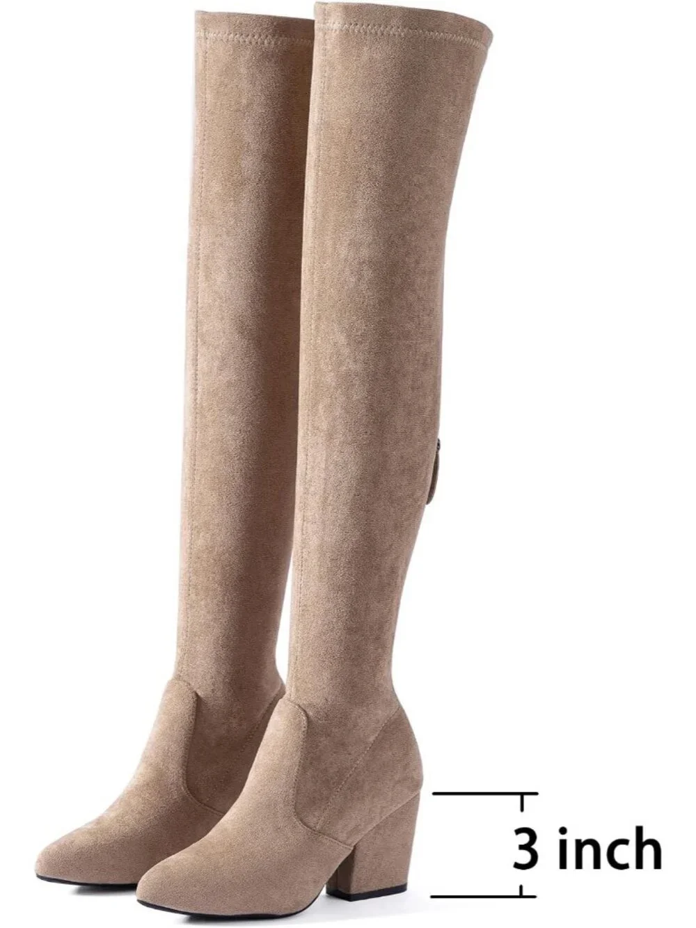 Women's Tan Suede Pointed Toe Flat Comfort Over the Knee Thigh High Boots
